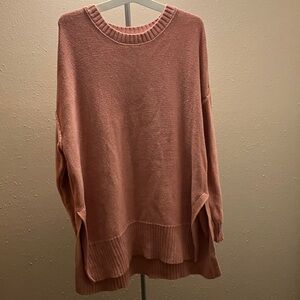 Aerie oversized pullover knit sweater, salmon pink, small